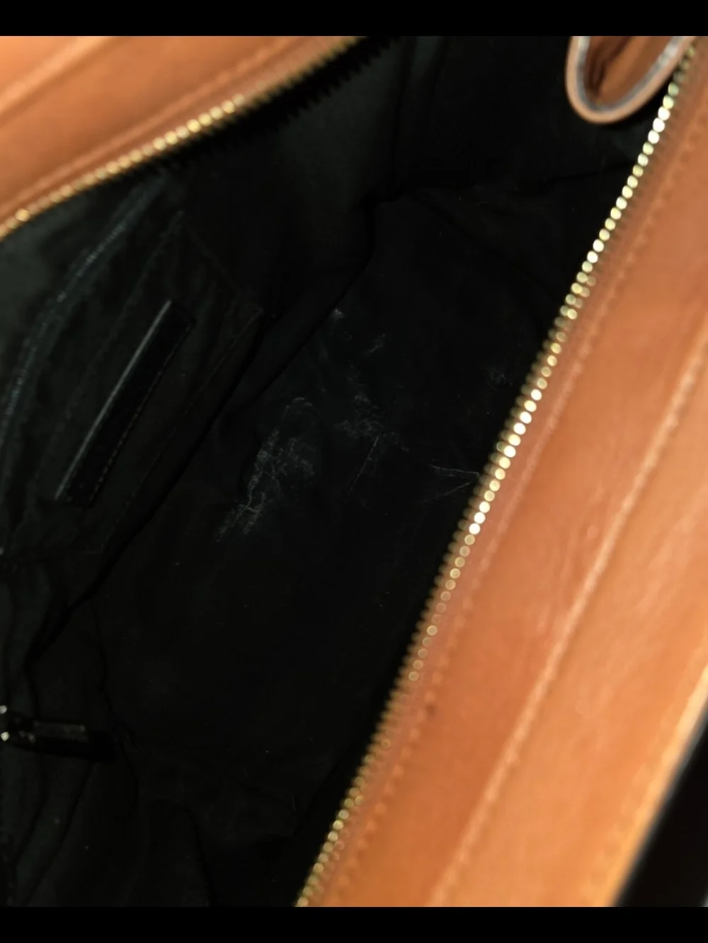 Rebecca Minkoff MAB Morning After Leather Tote Bag Cognac Tan Fringe Zip